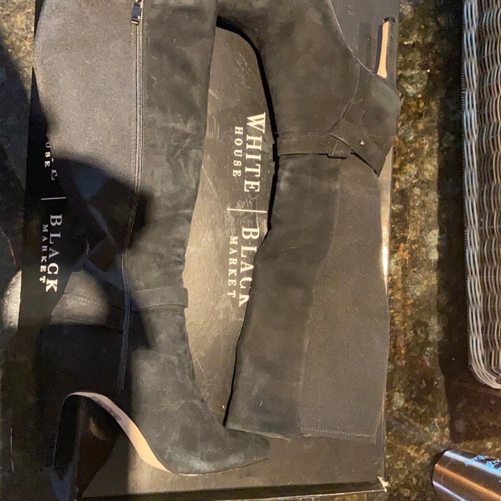 White House black market boots worn once black suede